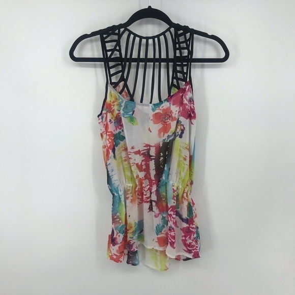 Studio Y Sheer Cage Colorful Strap Tank Top - Picture 4 of 8